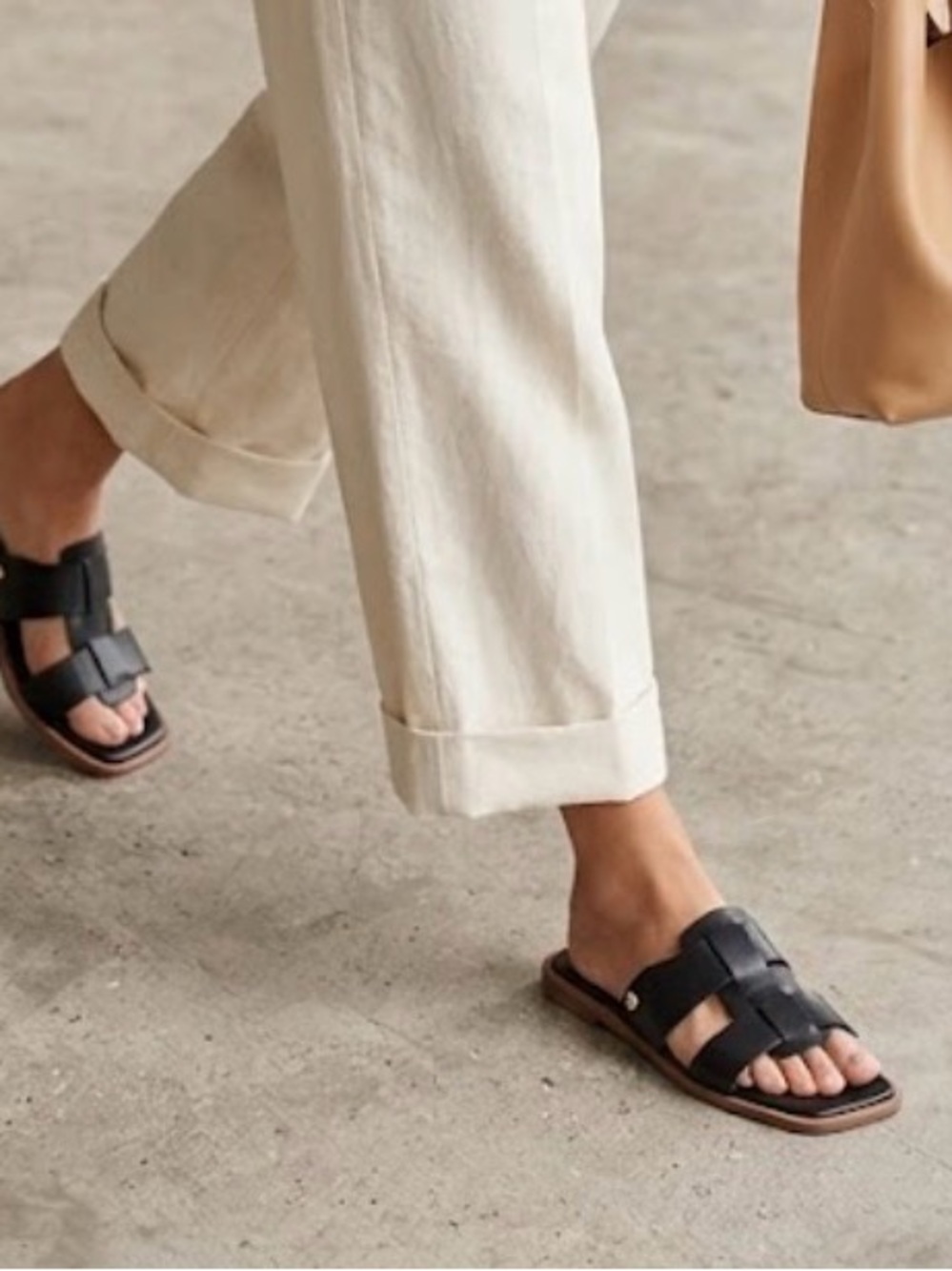 Franco Sarto Black Woven Slide Sandals